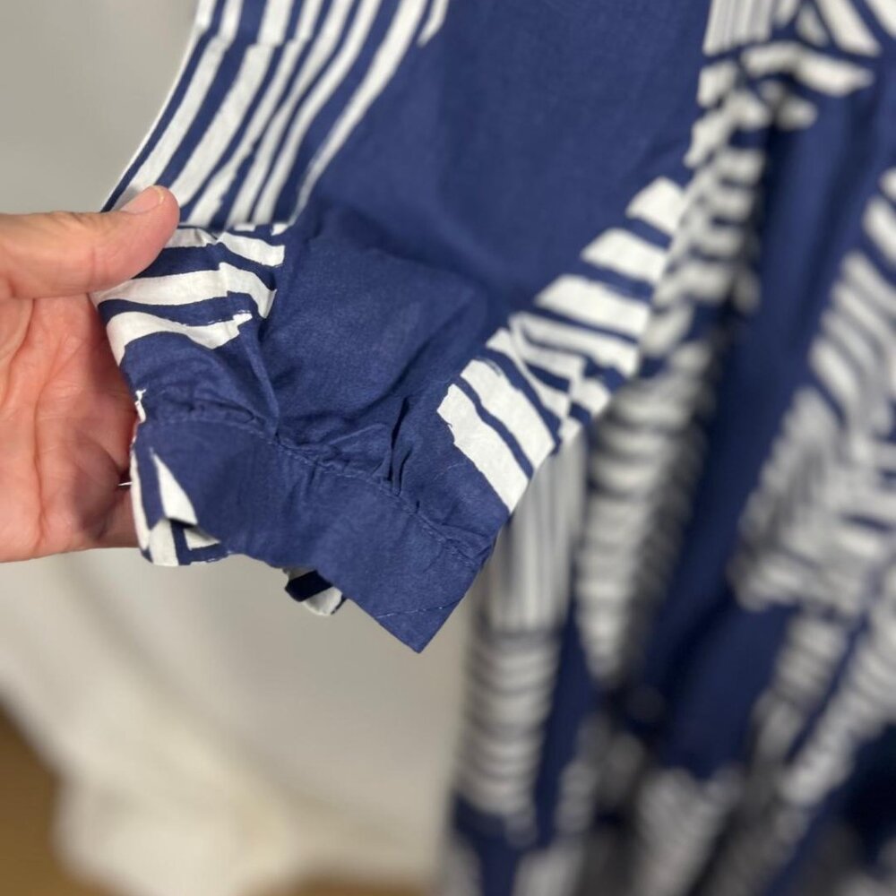 Zara Button Front Maxi Dress in Navy/White - Size XL - Picture 3 of 7